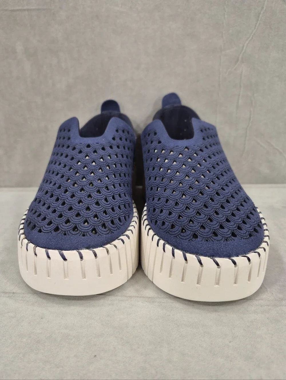 Project Cloud Darcy platform shoes women's 6 navy blue white slip on breathable